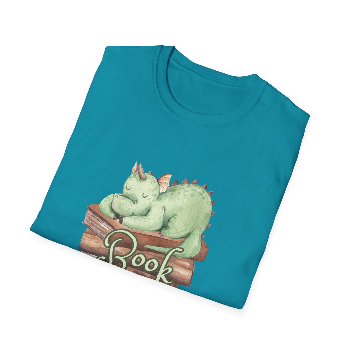 Book Dragon T-Shirt — Cute Sleeping Dragon on Books Graphic Tee