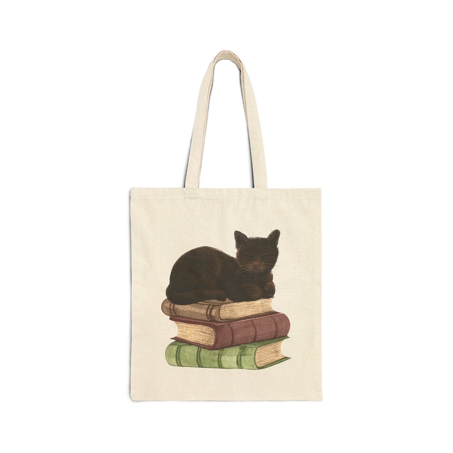 Bookish Cat Cotton Canvas Tote Bag