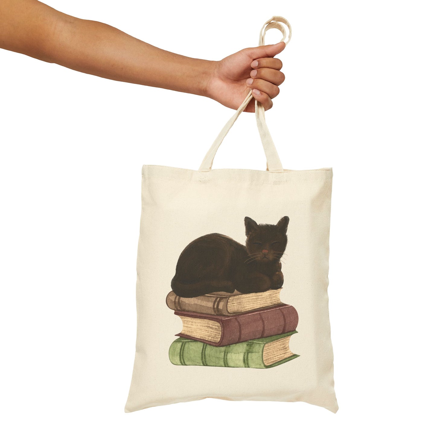 Bookish Cat Cotton Canvas Tote Bag