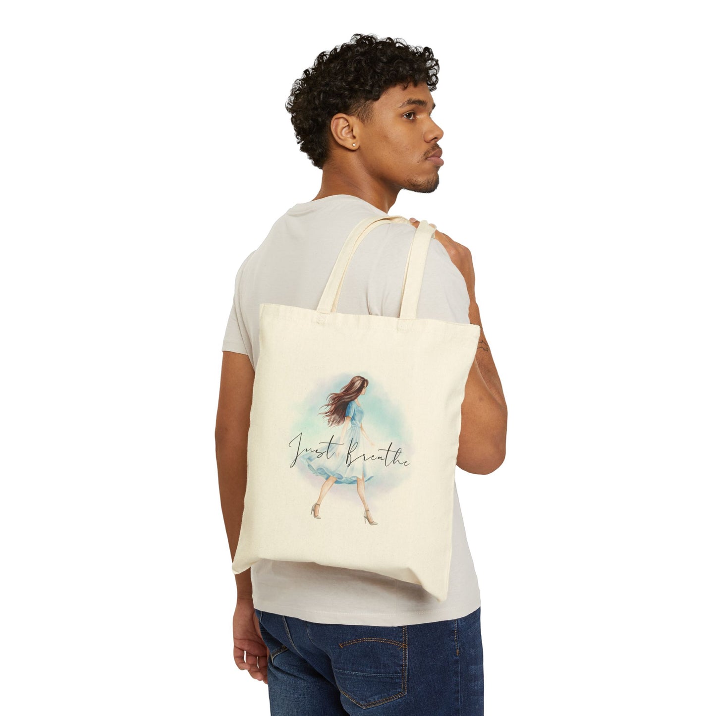 Just Breathe Cotton Canvas Tote Bag
