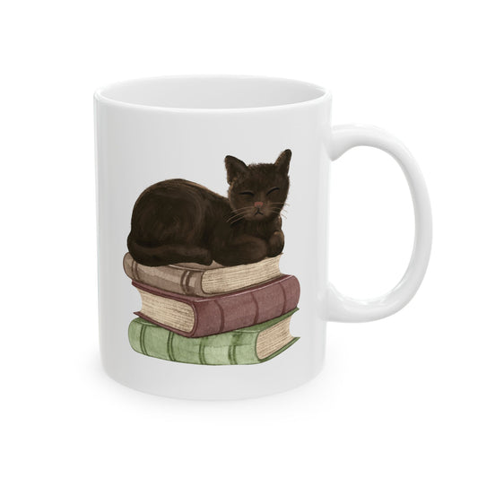 Bookish Cat Ceramic Mug