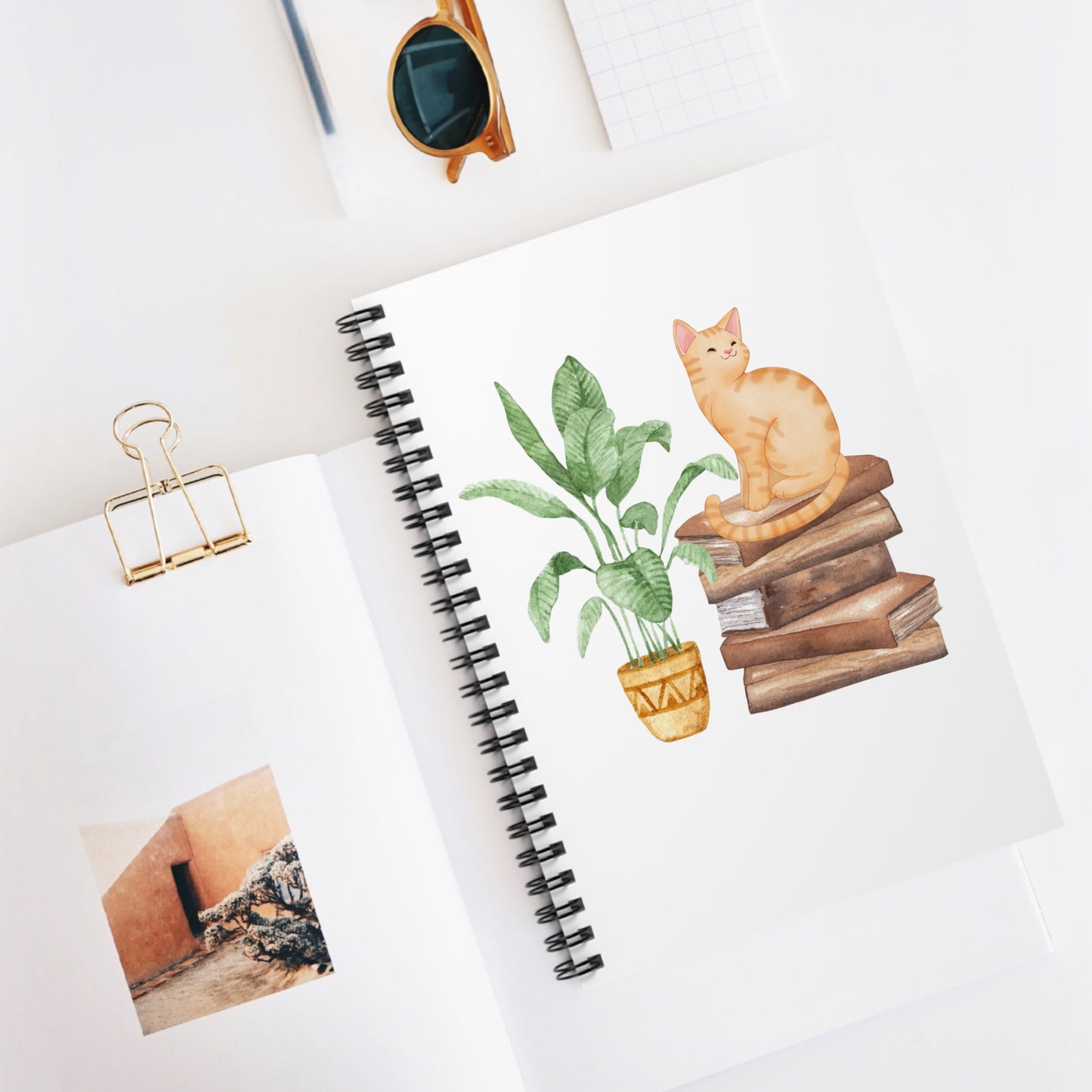 Bookish Cat Spiral Notebook - Ruled Line