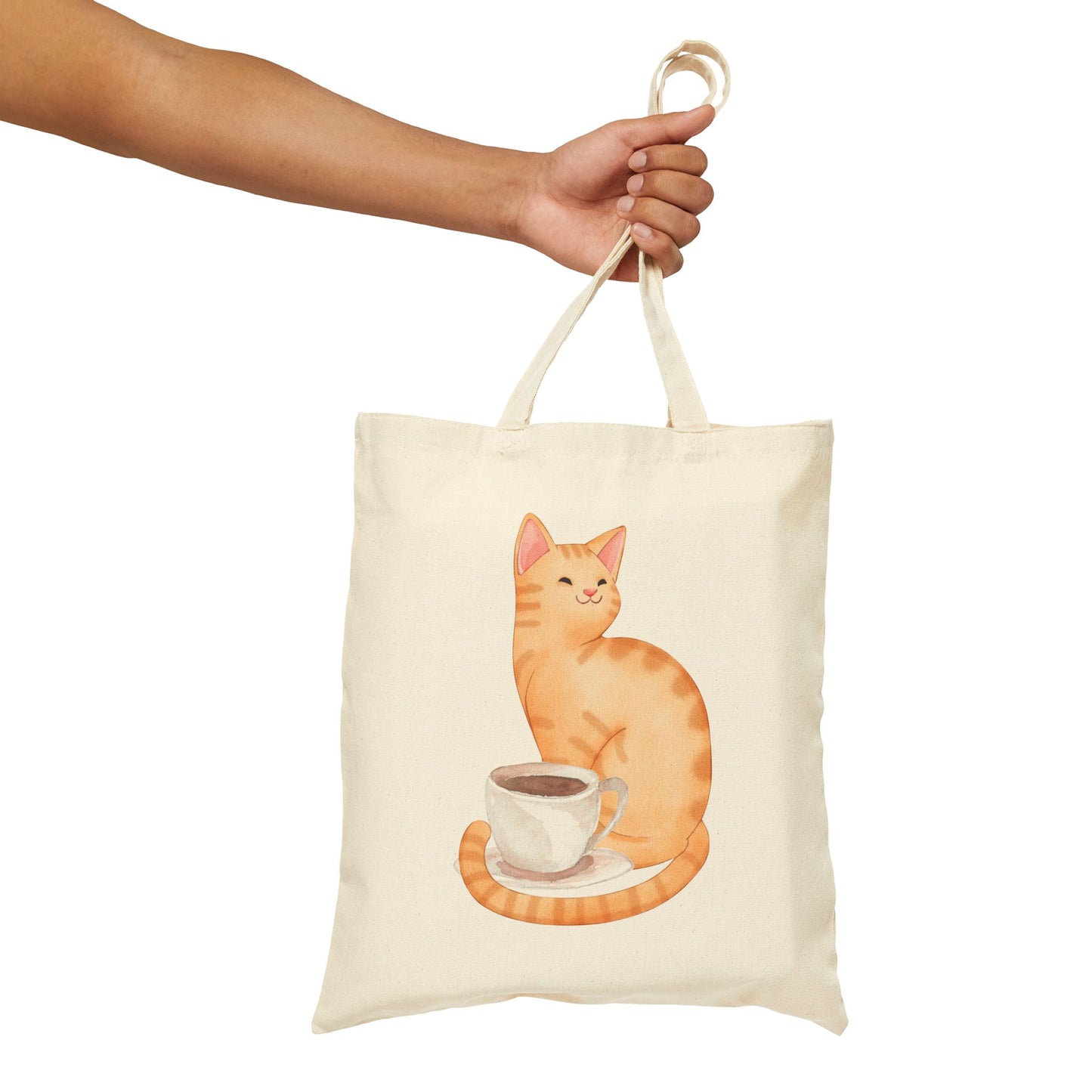 Café Cat Cotton Canvas Tote Bag