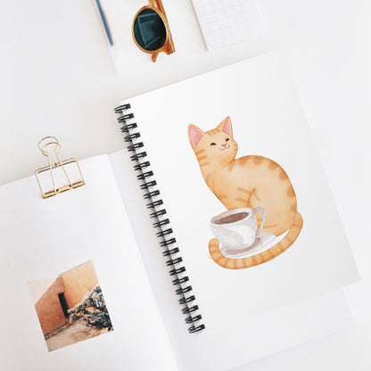 Café Cat Spiral Notebook - Ruled Line