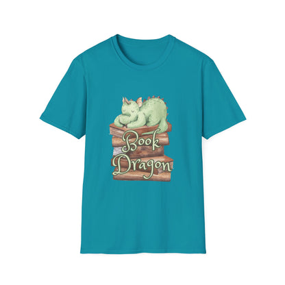 Book Dragon T-Shirt — Cute Sleeping Dragon on Books Graphic Tee