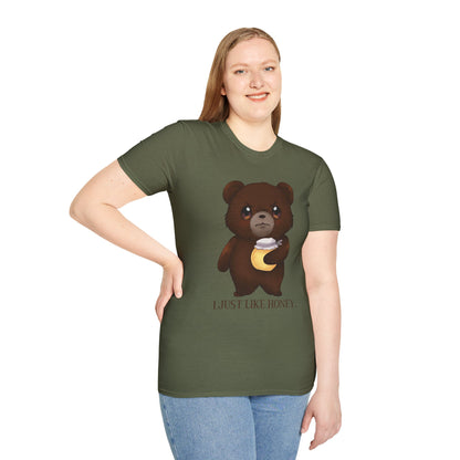 Grumpy Bear "I Just Like Honey" Cute Cartoon Tee