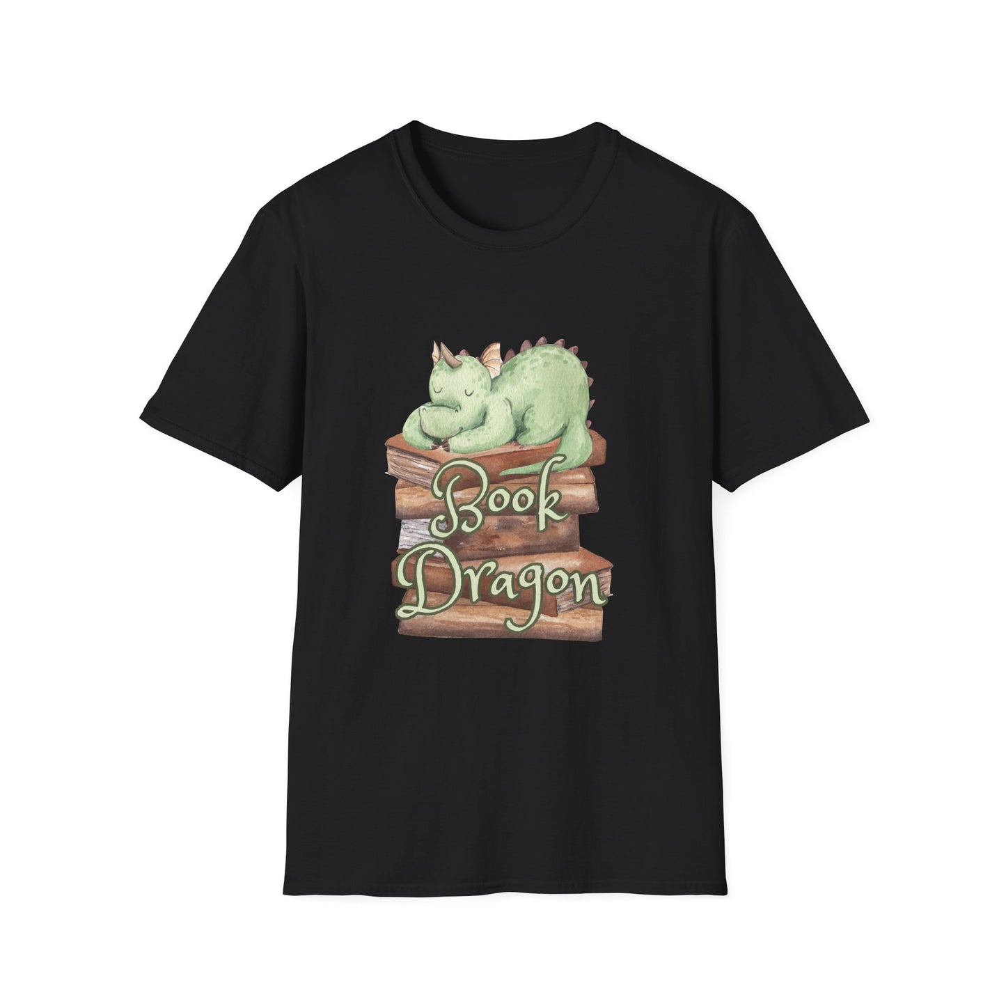 Book Dragon T-Shirt — Cute Sleeping Dragon on Books Graphic Tee