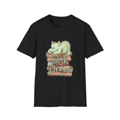Book Dragon T-Shirt — Cute Sleeping Dragon on Books Graphic Tee