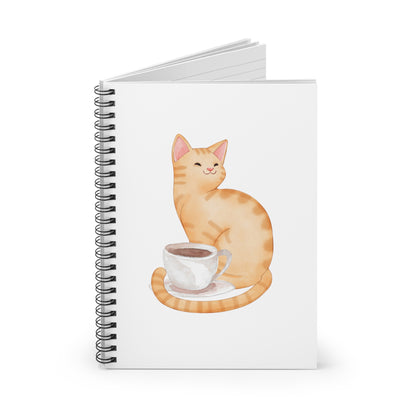 Café Cat Spiral Notebook - Ruled Line