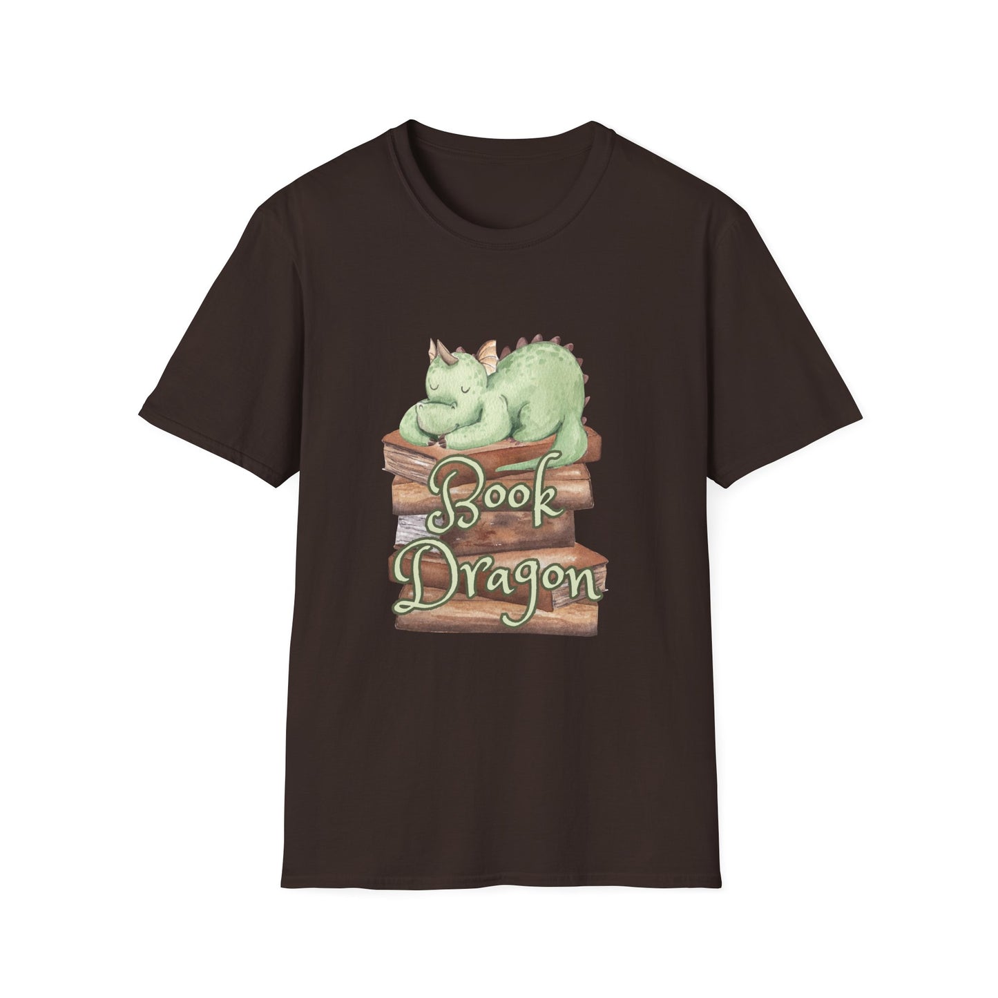 Book Dragon T-Shirt — Cute Sleeping Dragon on Books Graphic Tee