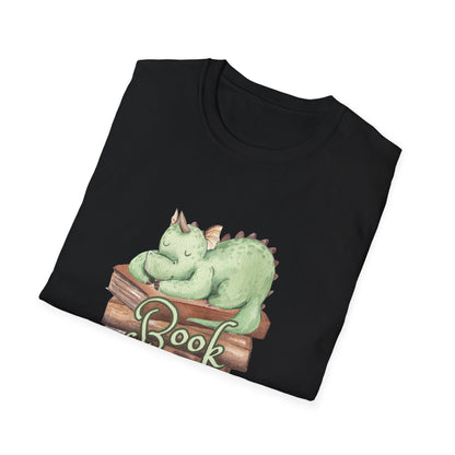 Book Dragon T-Shirt — Cute Sleeping Dragon on Books Graphic Tee
