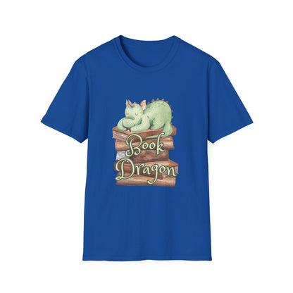 Book Dragon T-Shirt — Cute Sleeping Dragon on Books Graphic Tee