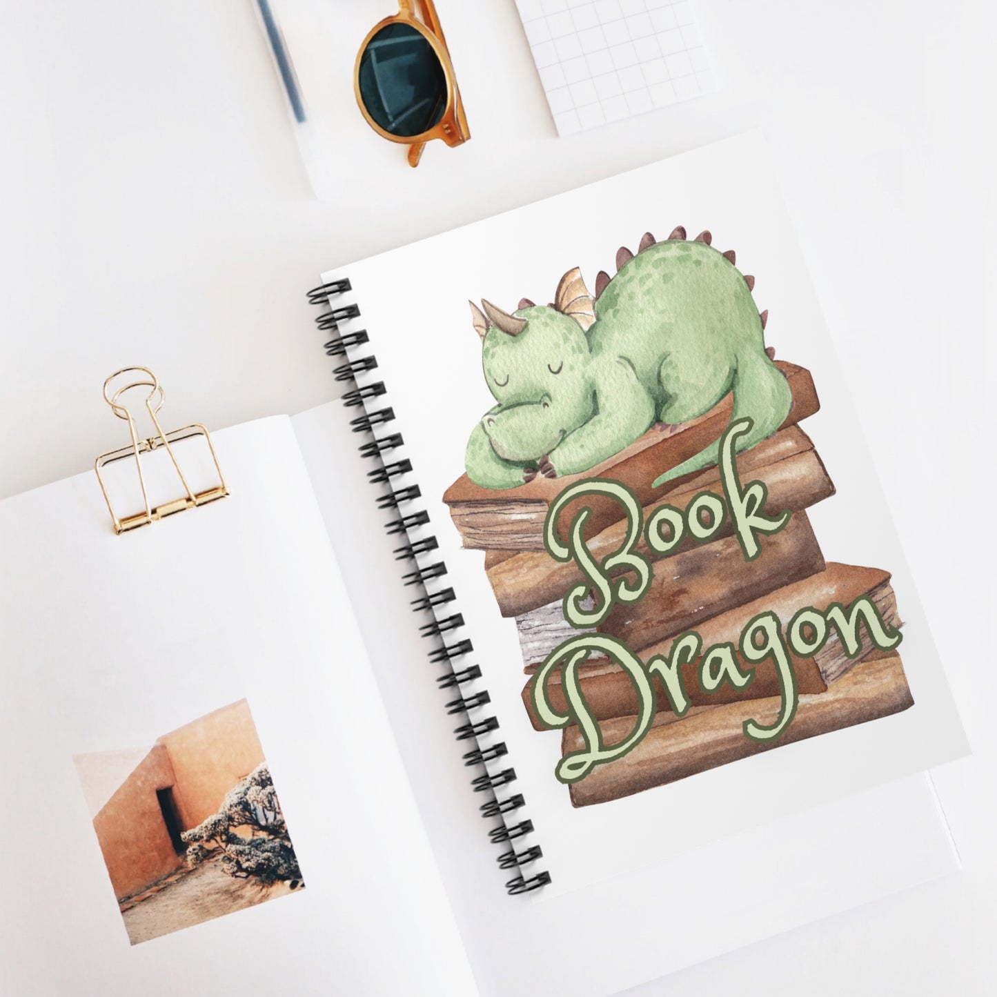 Book Dragon Spiral Notebook - Ruled Line