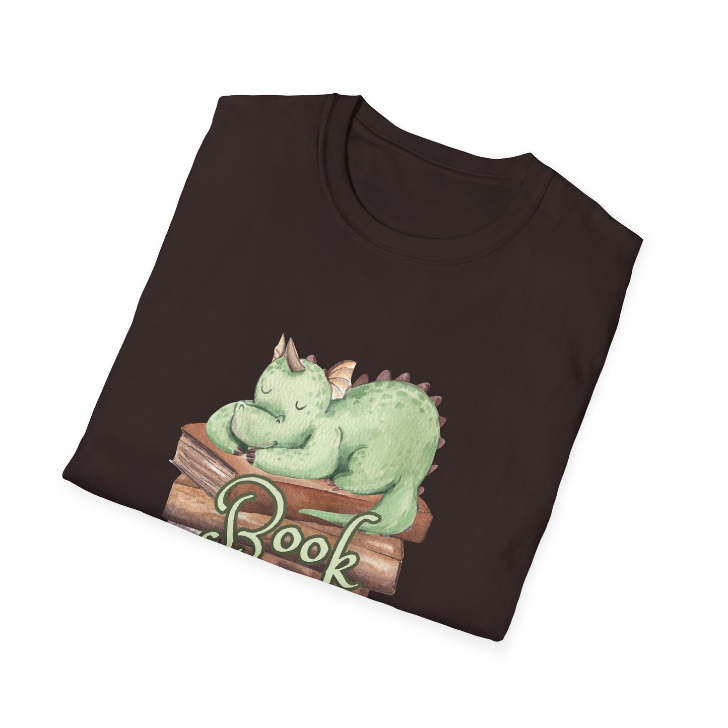 Book Dragon T-Shirt — Cute Sleeping Dragon on Books Graphic Tee