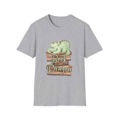 Book Dragon T-Shirt — Cute Sleeping Dragon on Books Graphic Tee
