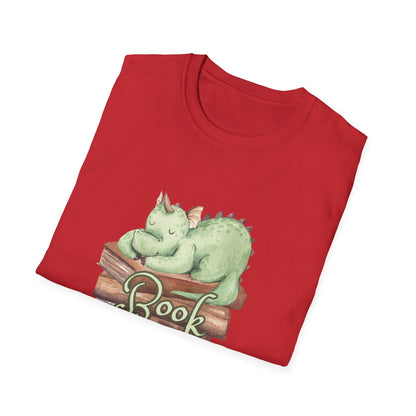Book Dragon T-Shirt — Cute Sleeping Dragon on Books Graphic Tee