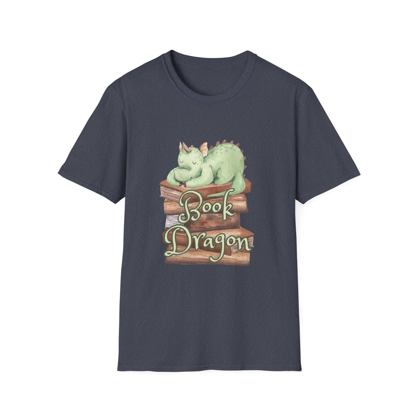 Book Dragon T-Shirt — Cute Sleeping Dragon on Books Graphic Tee