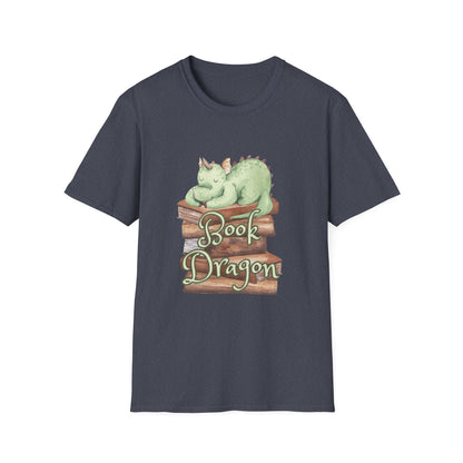 Book Dragon T-Shirt — Cute Sleeping Dragon on Books Graphic Tee