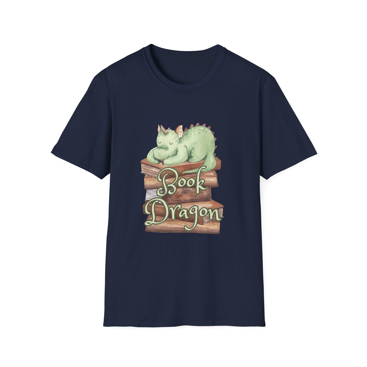 Book Dragon T-Shirt — Cute Sleeping Dragon on Books Graphic Tee