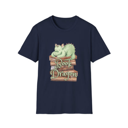 Book Dragon T-Shirt — Cute Sleeping Dragon on Books Graphic Tee