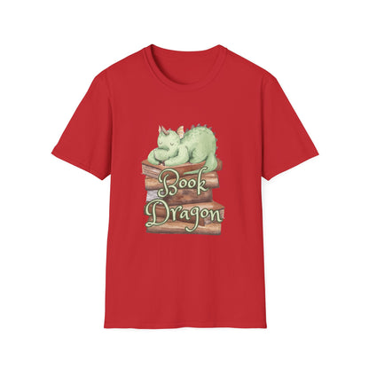 Book Dragon T-Shirt — Cute Sleeping Dragon on Books Graphic Tee