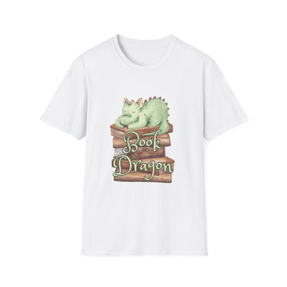 Book Dragon T-Shirt — Cute Sleeping Dragon on Books Graphic Tee