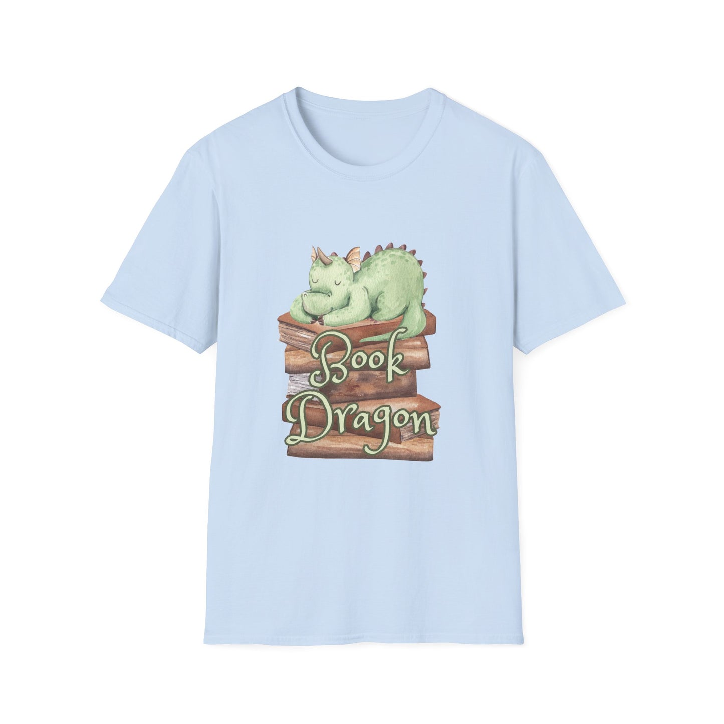 Book Dragon T-Shirt — Cute Sleeping Dragon on Books Graphic Tee