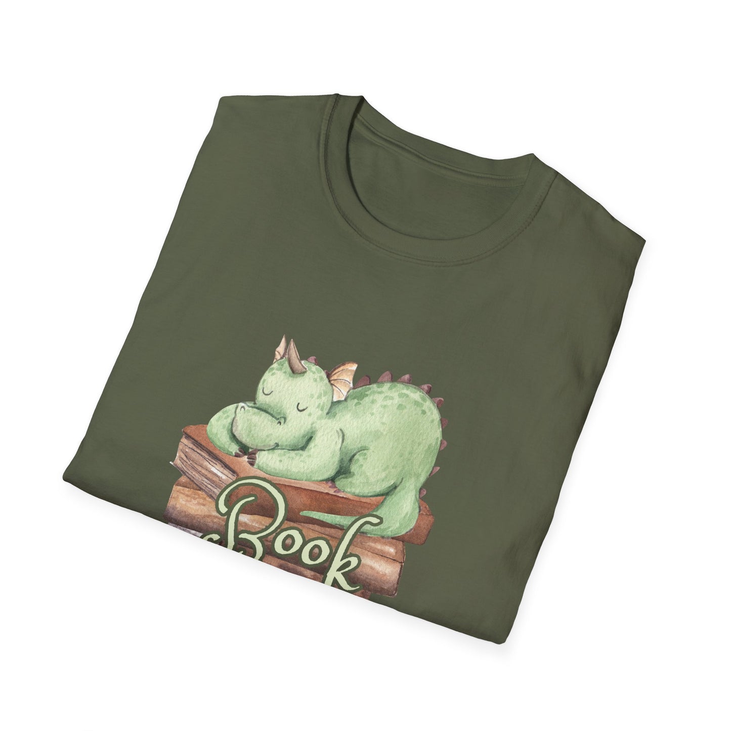 Book Dragon T-Shirt — Cute Sleeping Dragon on Books Graphic Tee