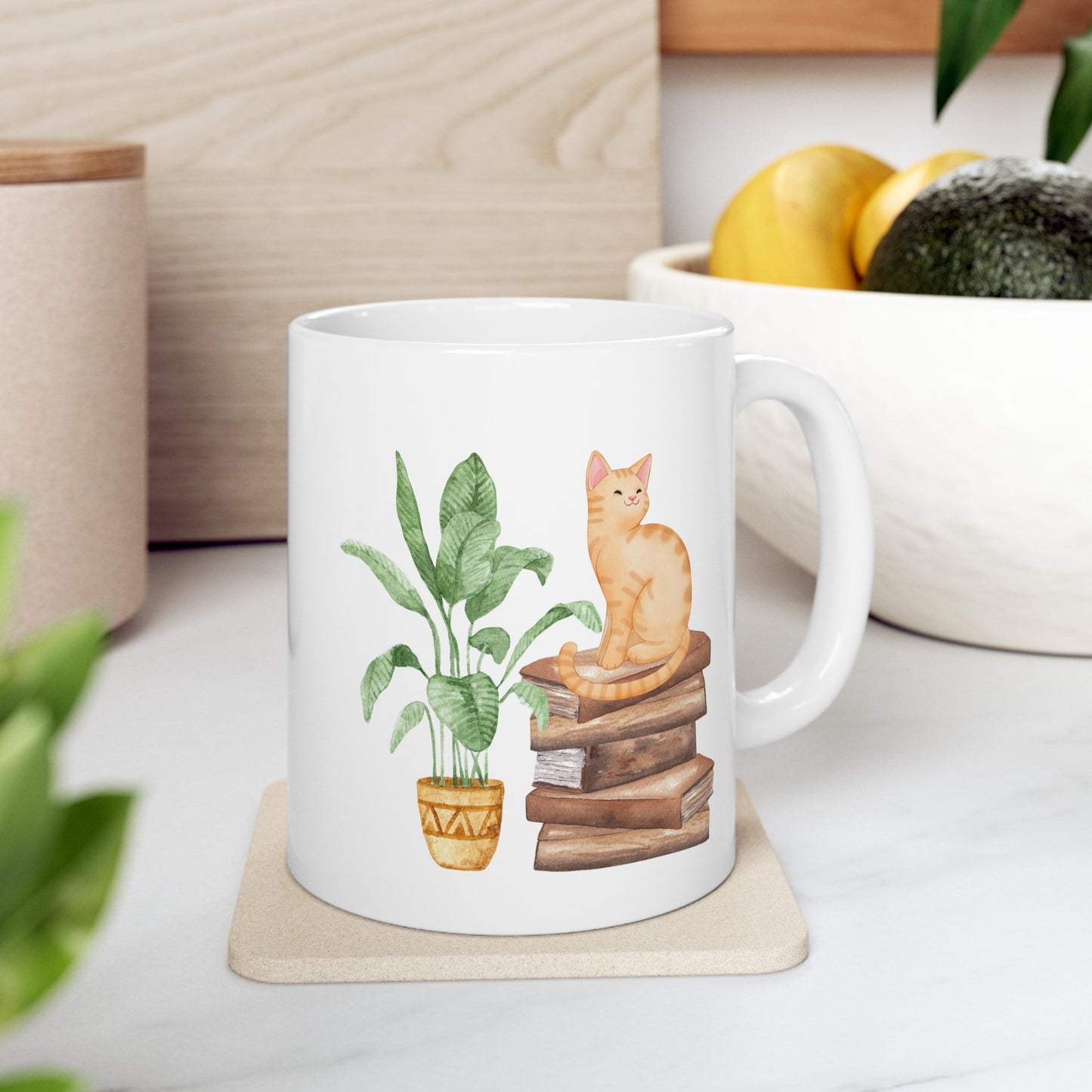 Bookish Cat Ceramic Mug