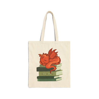 Dragon Hatchling Book Stack Canvas Tote