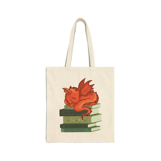 Dragon Hatchling Book Stack Canvas Tote
