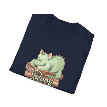 Book Dragon T-Shirt — Cute Sleeping Dragon on Books Graphic Tee